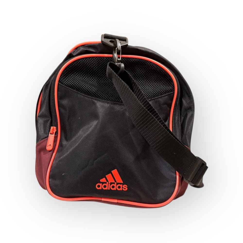 Adidas Medium Size Duffle Gym Bag Black/Orange Sports Travel Carry On - Picture 3 of 10